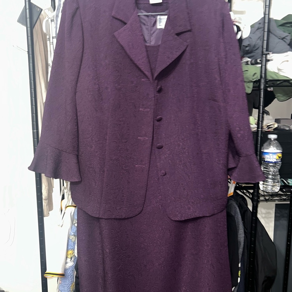 Jessica Howard Vintage Rich Purple Textured Blazer and Elegant Dress